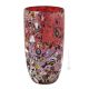 VASE ARLECCHINO authentique verre soufflé de Murano avec Murrine et feuille d'argent 925 fait main Made in Italy