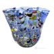 ARLECCHINO HANkerchief Centre de table bol en verre soufflé de Murano authentique avec Murrine et feuille d'argent 925 Fabriqué en Italie