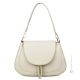 Sac porté main et bandoulière femme SOPHIA, cuir véritable blanc fabriqué à la main