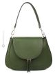 Sac porté main et bandoulière femme SOPHIA, cuir véritable artisanal vert