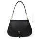 Sac porté main et bandoulière femme SOPHIA, cuir véritable noir artisanal