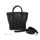 Mini sac porté main et bandoulière femme ALICIA en cuir véritable noir fabriqué à la main