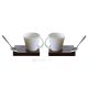 KRISTIAN 1 set 2 tasses avec porte-gobelet en bois et cuillère en porcelaine style moderne authentique fait main Made in Italy