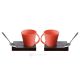 KRISTIAN 1 set 2 tasses avec porte-gobelet en bois et cuillère en porcelaine style moderne authentique fait main Made in Italy