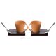 KRISTIAN 1 set 2 tasses avec porte-gobelet en bois et cuillère en porcelaine style moderne authentique fait main Made in Italy