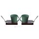 KRISTIAN 1 set 2 tasses avec porte-gobelet en bois et cuillère en porcelaine style moderne authentique fait main Made in Italy