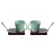KRISTIAN 1 set 2 tasses avec porte-gobelet en bois et cuillère en porcelaine style moderne authentique fait main Made in Italy