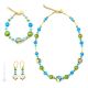 MARBLE PARURE ensemble de bijoux fantaisie artistique collier collier bracelet boucles d'oreilles perles de verre de Murano avec or 18 carats fait à la main authentique Made in Italy