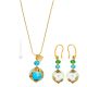 MARBLE PARURE ensemble de bijoux fantaisie artistique collier collier boucles d'oreilles perles en verre de Murano avec or 18 carats fait à la main authentique Made in Italy