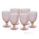 MILA Ensemble de 6 authentiques verres à vin à pied peints à la main en verre de qualité supérieure.