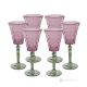 MISTRAL Ensemble de 6 authentiques verres à vin à pied peints à la main en verre de qualité supérieure.