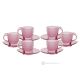 MOM Ensemble de 6 tasses à cappuccino et soucoupes peintes à la main en verre de qualité supérieure.