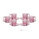 MOM Ensemble de 6 tasses à expresso et soucoupes peintes à la main en verre de qualité supérieure.