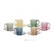 MOM Ensemble de 6 tasses à expresso et soucoupes peintes à la main en verre de qualité supérieure.