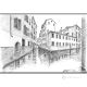 RIO DELLA FAVA - VENISE Dessin au crayon sur carton moderne Made in Italy 