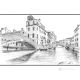 RIO DEL CARMINI - VENISE Dessin au crayon sur carton moderne Made in Italy 