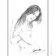 PORTRAIT DE FEMME Dessin à la plume sur toile moderne Made in Italy 