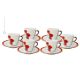 SOLE ROSSO CUPS ensemble de 6 tasses à expresso en céramique faites à la main avec soucoupes, Sicile authentique Made in Italy