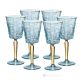 SQUARE Ensemble de 6 authentiques verres à eau à pied peints à la main en verre de qualité supérieure.