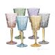 SQUARE Ensemble de 6 authentiques verres à vin à pied peints à la main en verre de qualité supérieure.